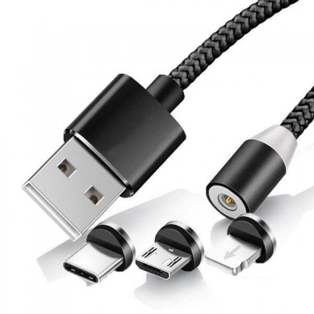 KABEL USB MAGNETYCZNY 3W1 CZARNY