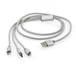 KABEL USB SZNUREK 3W1 SREBRNY