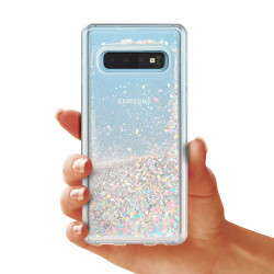 ETUI LIQUID SPARKLE NA TELEFON SAMSUNG S10 SREBRNY
