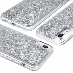 ETUI LIQUID SPARKLE NA TELEFON IPHONE X/XS SREBRNY