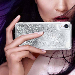 ETUI LIQUID SPARKLE NA TELEFON IPHONE X/XS SREBRNY