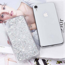 ETUI LIQUID SPARKLE NA TELEFON IPHONE X/XS SREBRNY