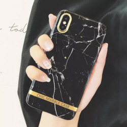 ETUI CHIC MARBLE MARMUR NA TELEFON IPHONE X / XS CZARNY