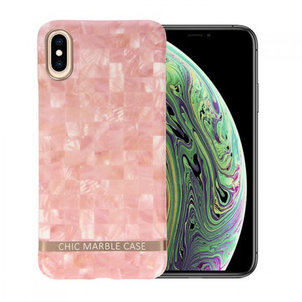 ETUI CHIC MARBLE MARMUR NA TELEFON IPHONE XS MAX RÓŻOWY WZ1