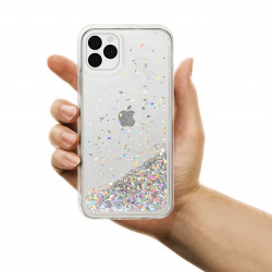 ETUI LIQUID SPARKLE NA TELEFON IPHONE 11 PRO MAX 6,5" SREBRNY