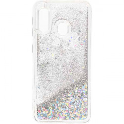 ETUI LIQUID SPARKLE NA TELEFON SAMSUNG A40 SREBRNY