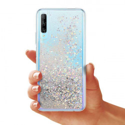 ETUI LIQUID SPARKLE NA TELEFON HUAWEI P SMART PRO / HONOR Y9S SREBRNY