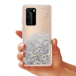 ETUI LIQUID SPARKLE NA TELEFON HUAWEI P40 PRO SREBRNY